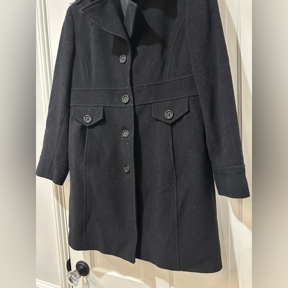 Giacca a gallery company women black wool blend button down pea coat - Picture 9 of 14